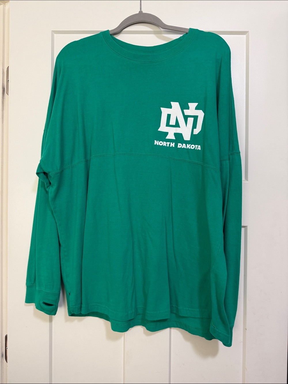 Pressbox Green Long Sleeve North Dakota Tee with White Logo